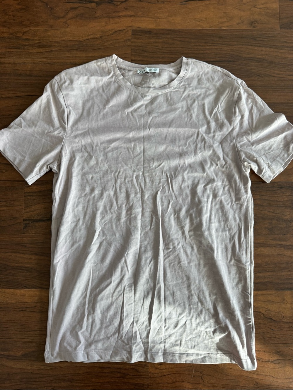Zara Men's Short Sleeve Crew Neck T-Shirt in Light Beige